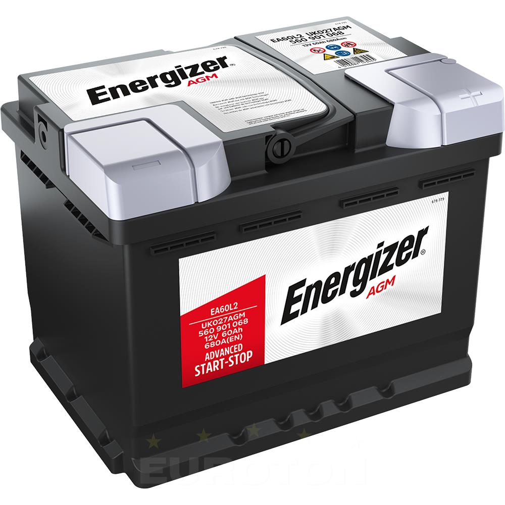 Battery Shop EXIDE Ek600 L2 AGM Start and Stop 12V 60Ah 680A
