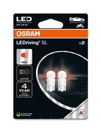 OSRAM ŽARNICA LED W5W 12V W2.1x9.5d LEDriving SL RDEČA - RED BLISTER 2/1